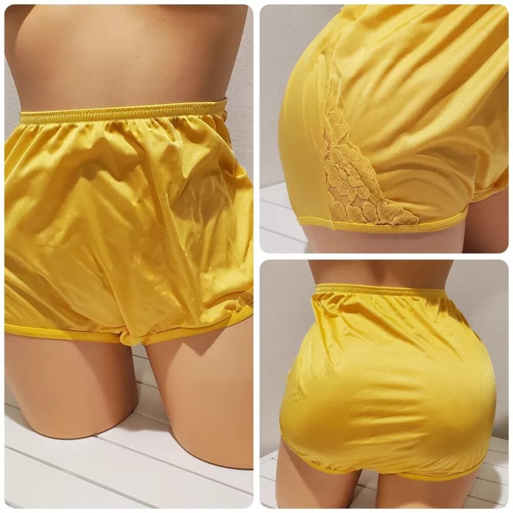 Vanity Fair Lace Nouveau Nylon Full Cut Panty Lace Shiny Tulip Yellow